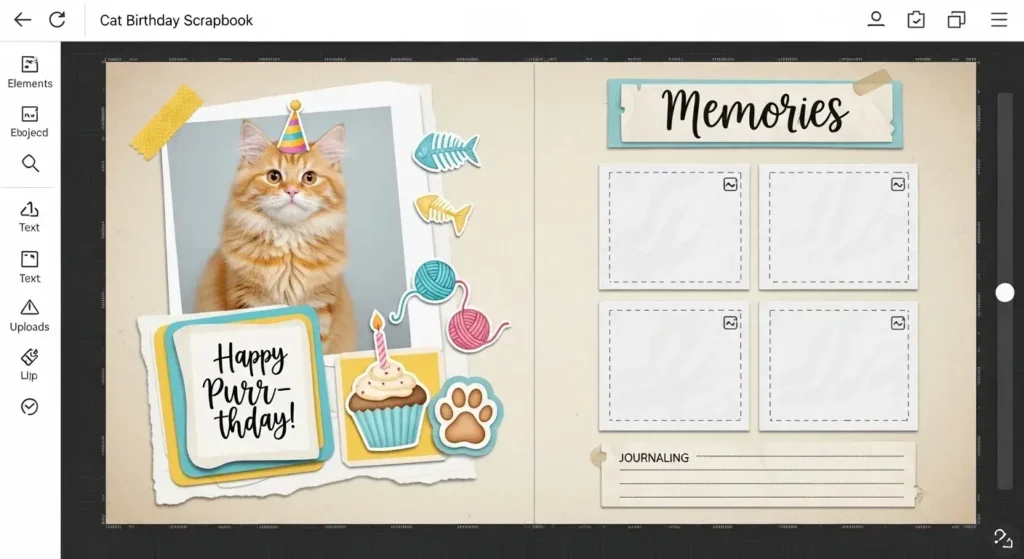 Canva Cat Birthday Scrapbook