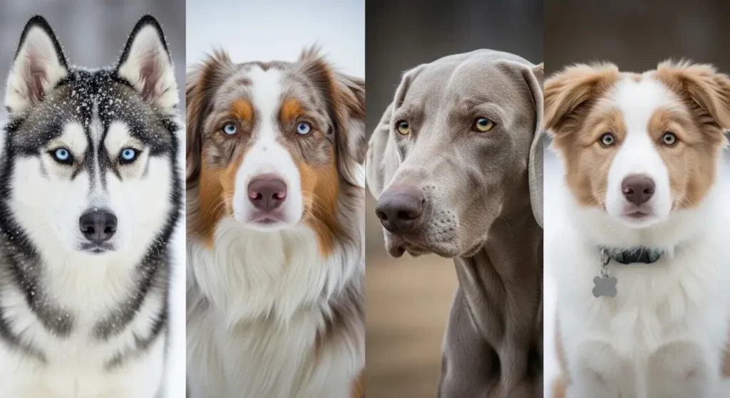 Dog Breeds with Green Eyes Collage