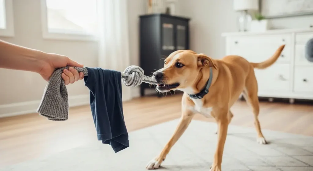 Indoor Tug-of-War with Dog
